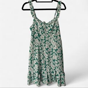 Floral Green and White Dress